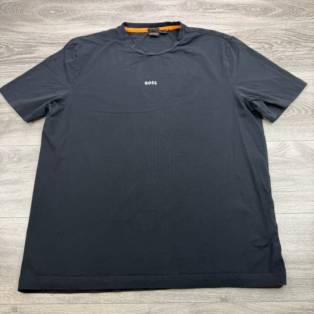 Hugo Boss T Shirt Mens XXL Black Classic Crew Neck Logo Short Sleeve Relaxed Tee